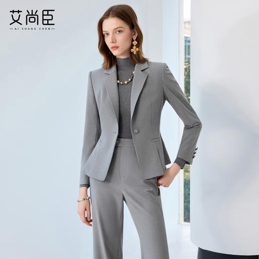 艾尚臣灰色西装套装女冬正式场合端庄套装轻职场通勤穿搭西服外套 商品图2