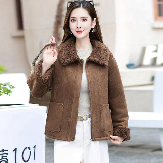 XYKL-5987时尚短款加绒外套女新款2025年冬季韩版气质保暖女装休闲潮流上衣 商品图2