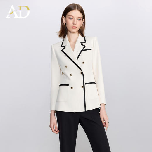 AD双排扣翻领西装外套女2025新款春秋高级感气质撞色名媛范西服 商品图1