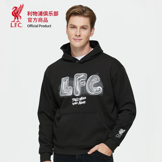 【官方正版】利物浦俱乐部 | 涂鸦黑色帽衫秋冬款连帽卫衣 商品图1