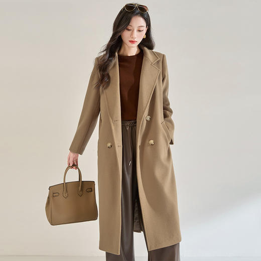 「高货sh」全新升级【铂金会员643/天猫869/差价226】(10116)洛诗琳新款100%羊毛大衣2025秋冬高级感双排扣单面呢大衣 商品图4