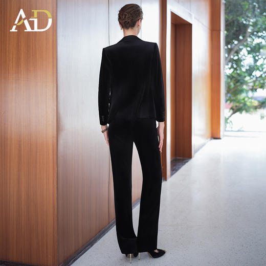 AD高端丝绒西装套装女2025秋冬新款藏青色职业装正装直筒裤两件套 商品图4