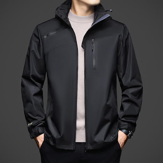 连帽夹克男春秋季新款红色薄款休闲高档免烫宽松外套上衣 商品图2