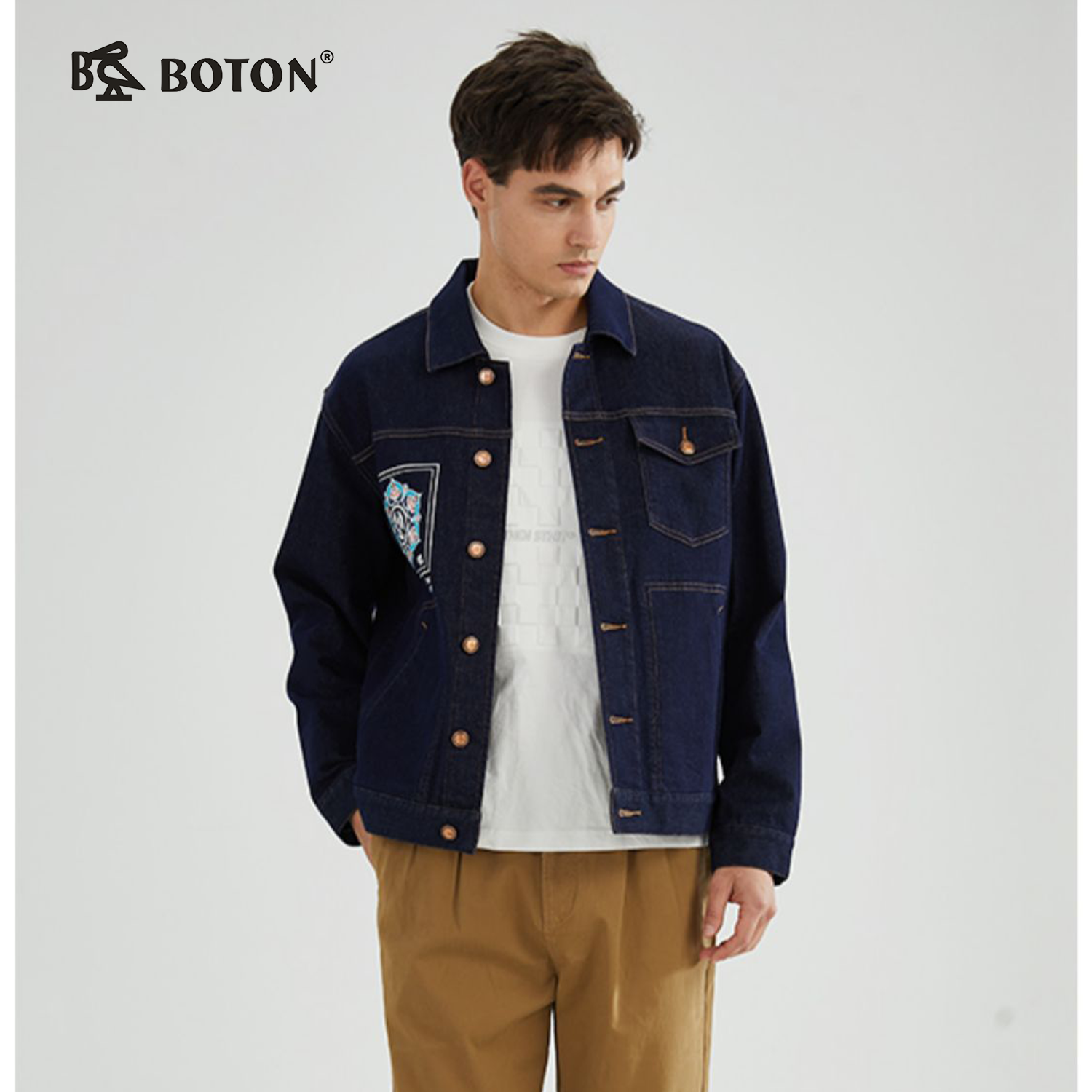 【不褪色】波顿男士春秋牛仔外套休闲工装夹克MJ978123