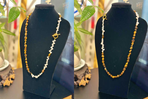 三生石美拉德色系 虎睛石巴洛克珍珠设计项链 商品图4