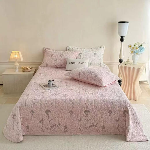 秋冬绒类高端绗缝床盖三件套 商品图1