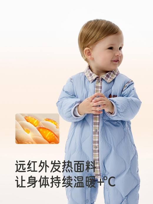 英氏婴儿连体衣羽绒服秋冬保暖防寒男童小童衣服哈衣YRHAJ4R015A 商品图1