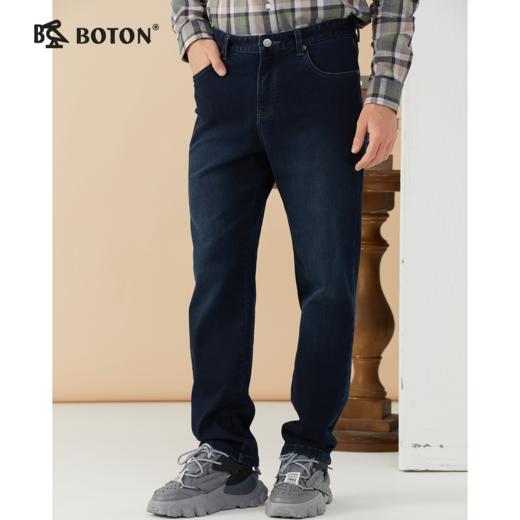 波顿[短绒保暖]男士秋冬季加绒直筒宽松牛仔长裤ME821322 商品图0