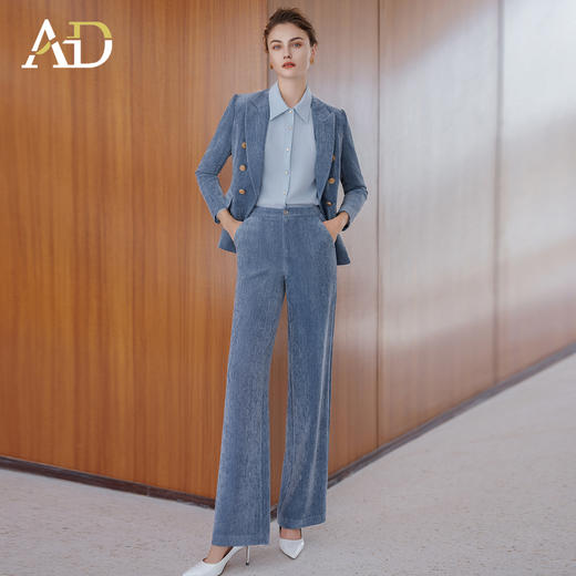 AD蓝色灯芯绒西装套装女2025新款高级感气质名媛高端职业装西服 商品图1