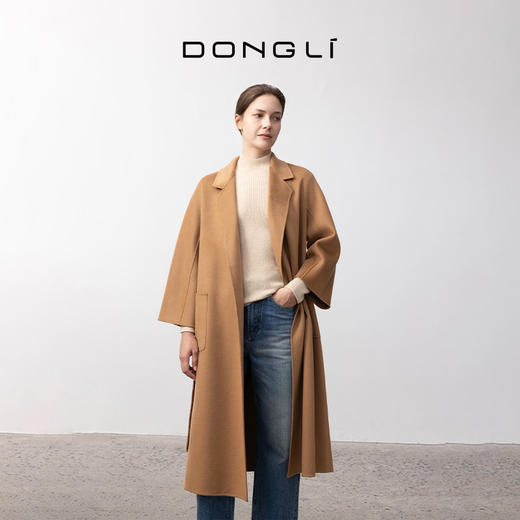东黎 • 小山羊绒女士秋冬西服领浴袍风双面羊绒呢长款大衣 3073 商品图4