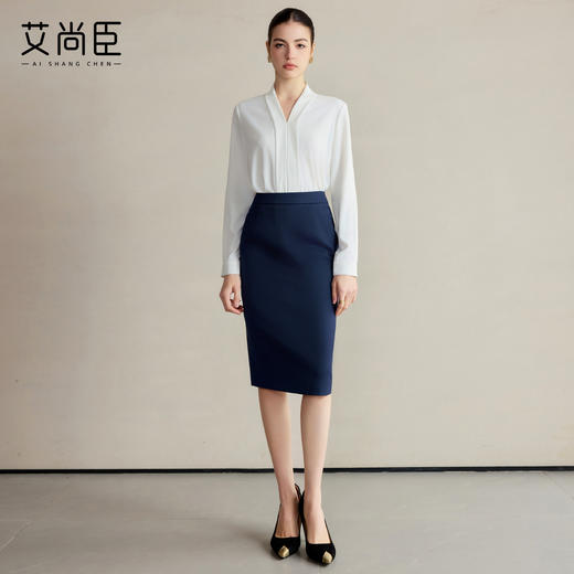 艾尚臣白色衬衫套装裙女职业正装商务西服半身包臀两件套工作服秋 商品图3