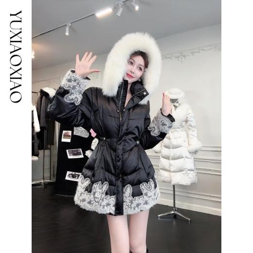 余潇潇【雪国明珠】时尚白鹅绒拼狐狸毛女士长款羽绒服&短款羽绒服 商品图3