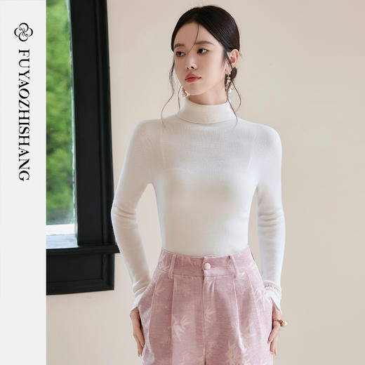 FUYAO扶摇 纯羊毛针织衫女2025冬长袖高领气质高级感通勤百搭上衣 商品图0
