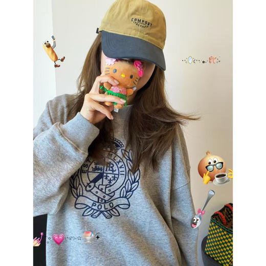 拉夫 * 25 最新款加薄绒花纱灰卫衣 商品图3