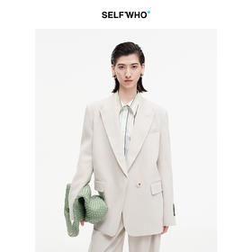 SELFWHO天丝醋酯混纺单排扣西装外套女2025秋季新款宽松垫肩西服