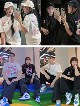 N&K情人节限定短袖T恤（HJ0585）（ 蕾姐白色M宽松 黑色S宽松）