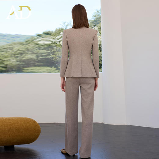 AD秋冬燕麦色系带西装套装女2025新款轻奢羊毛呢子西服外套职业装 商品图4