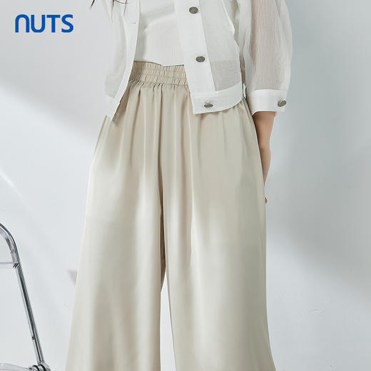 NUTS商场同款夏季纯色简约宽松松紧腰阔腿休闲长裤女325073313 商品图2