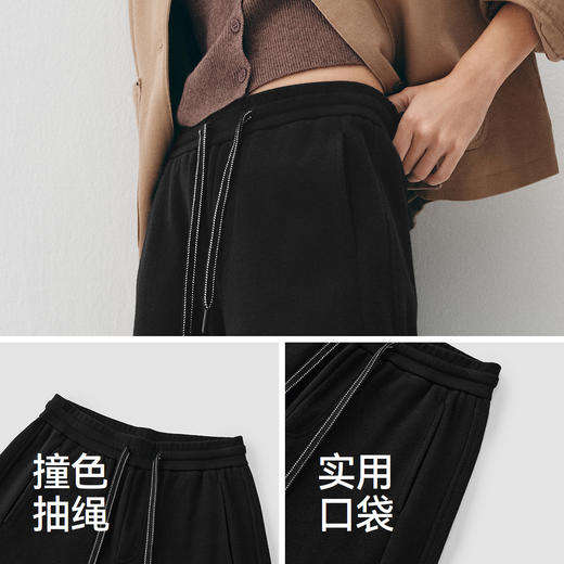 商场同款|森马休闲裤女冬季抓绒分割宽松弯刀裤2025新款显瘦长裤 商品图3