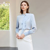 AD立体褶裥蓝色衬衫女士通勤职业装衬衣时尚优雅高级感气质长袖 商品缩略图2
