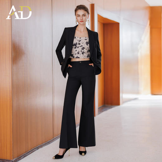 AD职业装黑色一粒扣西服外套女2025新款西装套装时尚气质阔腿裤 商品图2