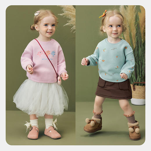【艺术家联名】迷你巴拉女童宝宝卫衣2025冬新品内里加绒可爱上衣 商品图2