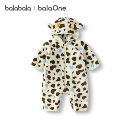 巴拉巴拉balaOne婴儿连体衣秋冬宝宝外出抱衣爬服2025新款绒感萌 商品图4