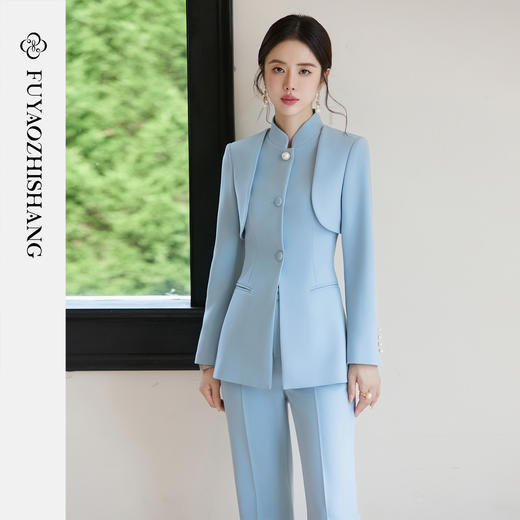 FUYAO扶摇 假两件西装外套女新中式国风改良西服套装高级感正装秋 商品图2