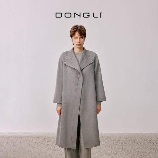 东黎 • 山羊绒女士秋冬西服翻领系带长款双面呢羊绒大衣 4A47 商品图4