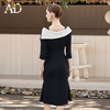 AD法式赫本黑色西装连衣裙女设计感名媛职业裙宴会主持小礼服鱼尾 商品缩略图4