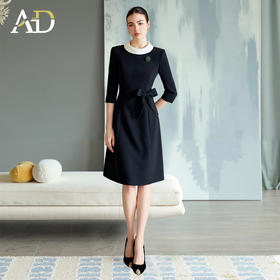 AD黑色连衣裙女春秋季新款超好看约会穿搭气质高级感高级感圆领