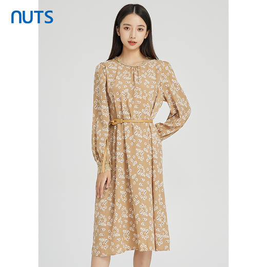 NUTS商场同款设计感气质收腰A字显瘦长袖碎花连衣裙女242103342 商品图3