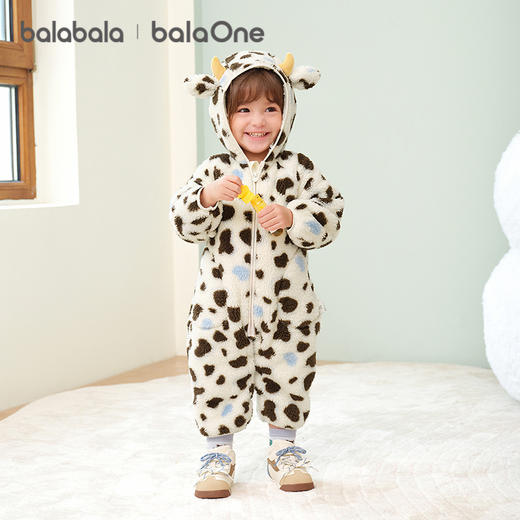 巴拉巴拉balaOne婴儿连体衣秋冬宝宝外出抱衣爬服2025新款绒感萌 商品图2