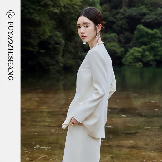 FUYAO扶摇 高级感醋酸西装两件套女秋季新款时尚宽版西服气质穿搭 商品图4