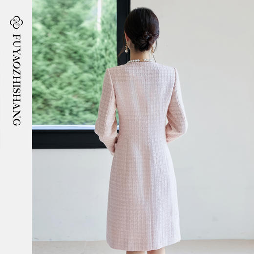 FUYAO扶摇 复古小香风连衣裙女2025秋冬粗毛呢裙子富家千金风穿搭 商品图4