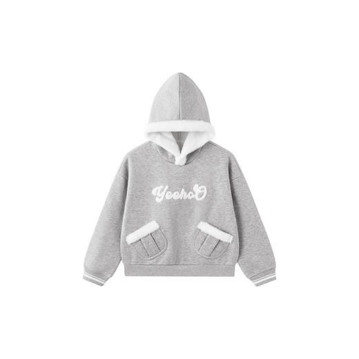 英氏女童加绒卫衣儿童连帽秋冬保暖绒衫毛领女孩休闲百搭 商品图4