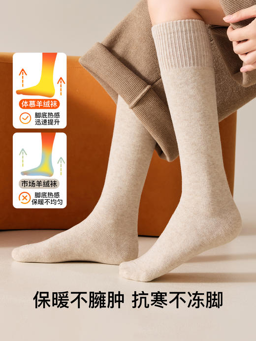 原价29.9 限时折扣11.9元【体慕】羊绒小腿袜子女秋冬款加绒加厚美拉德长筒袜保暖羊毛高筒半截长袜 商品图2