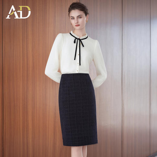 AD法式小香风衬衫套装裙女2025新款秋冬高级感气质内搭长袖半身裙 商品图0