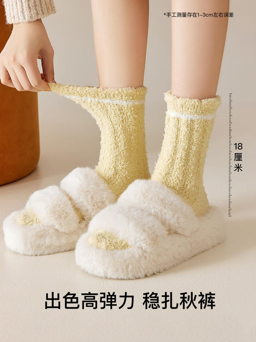 原价39.9 限时折扣21.9元【体慕】珊瑚绒袜子女款秋冬加绒加厚中筒袜居家保暖地板袜睡眠松口月子袜 商品图2