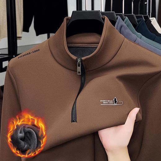 秋冬新款休闲长袖新款德绒压标拉链卫衣男士上衣 商品图2