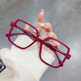 高级红磨砂框架眼镜 大框显脸小 防蓝光抗辐射 可配度数