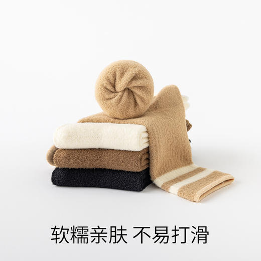 日系条纹地板袜暖阳绒简约舒适中筒袜 商品图1