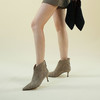 Westory2025年冬季尖头高跟V口编织拼接优雅老钱风百搭短靴W25DS85581 商品缩略图5