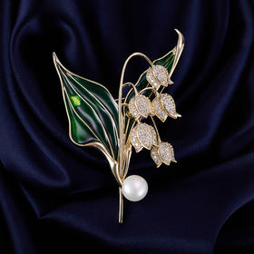 奢华精致天然淡水珍珠滴油铃兰花胸针，高级感轻奢复古衣饰别针饰品LY-M-424