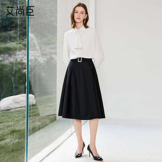 艾尚臣简约白色衬衫套装女2025秋高级感穿搭气质轻熟风职业装套裙 商品图3