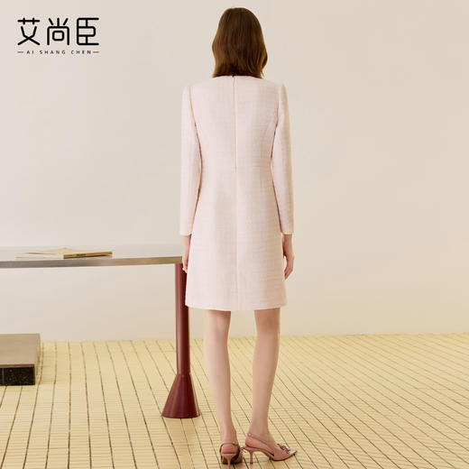 艾尚臣小香风气质连衣裙女2025秋冬新款圆领优雅修身显瘦通勤裙子 商品图4