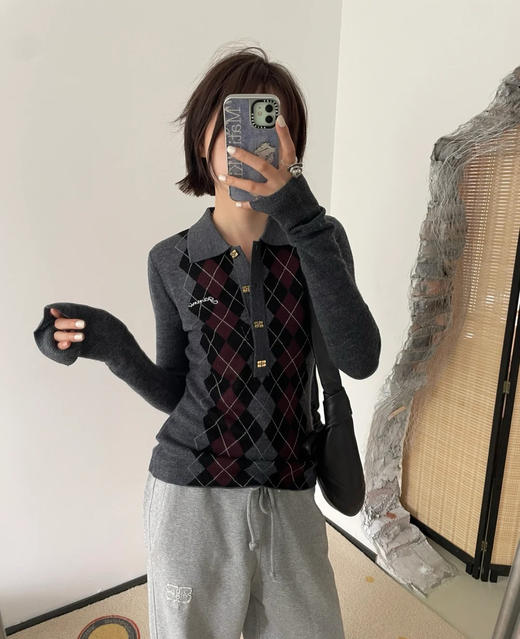 原单版本GANNI菱格polo针织衫101109 商品图5
