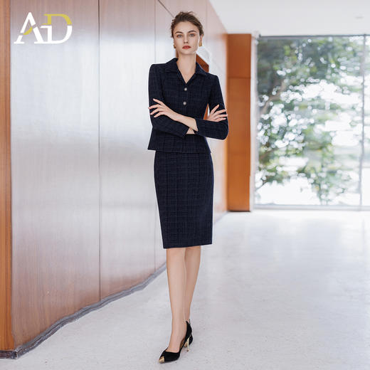 AD气质名媛小香风套装2025新款冬季高级感毛呢外套轻奢格纹半身裙 商品图2