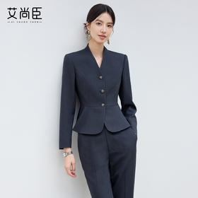 艾尚臣新款高级感青灰色西装时尚气质酒店经理接待西装套装两件套