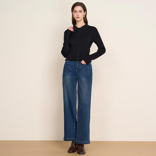 【polo领气质开衫】EITIE爱特爱简约显瘦羊毛针织衫2025秋季新款针织衫D2501907 商品图13